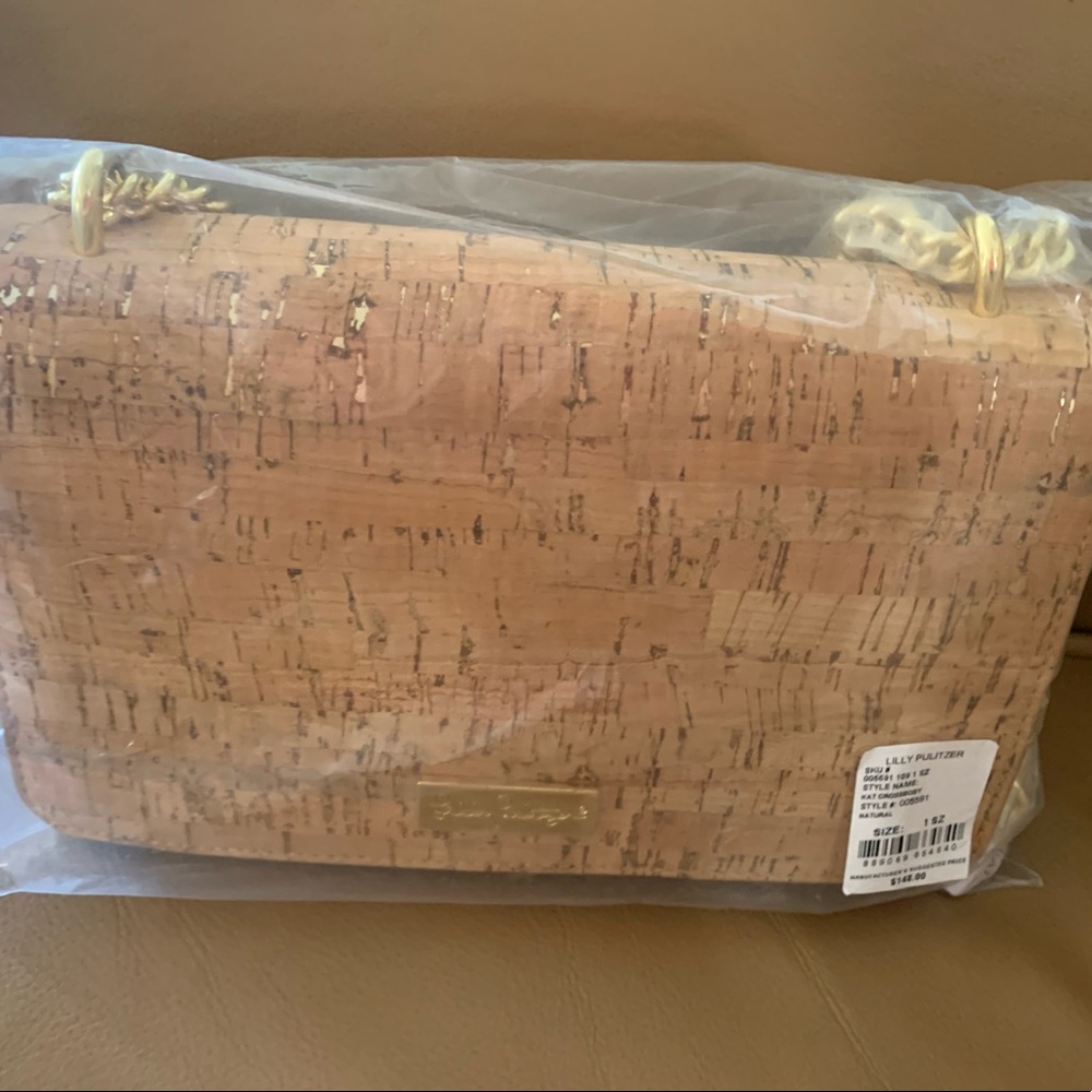 Lilly Pulitzer gold cork small purse